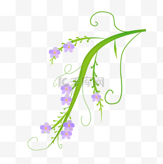 藤蔓花环个人vip和企业vip免费下载免抠元素手绘紫藤萝顶部花边个人
