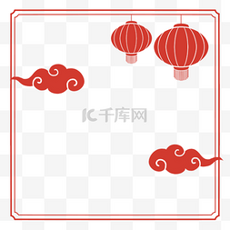 红色中式传统灯笼祥云边框