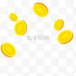一堆黄色的金币免抠图
