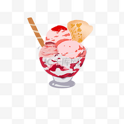 粉色甜品手绘图片_粉色杯装冰淇淋甜品手绘png免抠素