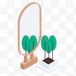 大型绿植树叶图片_立体镜子