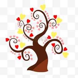唯美爱心树木插图