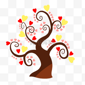 唯美爱心树木插图