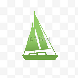 帆船海上图片_绿色渐变帆船