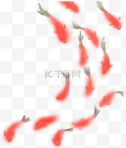 一群金鱼图片_一群红色的鱼图案