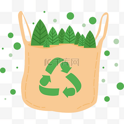 回收箱标志图片_插画环保购物袋可回收帆布袋环保