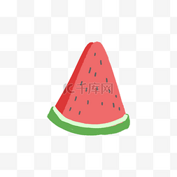 红色西瓜水果图片_卡通夏天红色西瓜蜡笔画