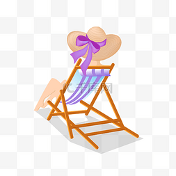 女孩草帽图片_紫色的躺椅