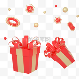 红礼盒图片_C4D红金色立体礼盒礼物512母亲节礼
