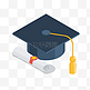 博士帽和毕业证书图标