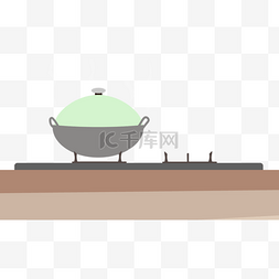 灶台上的锅和锅铲图片_厨房厨具灶台
