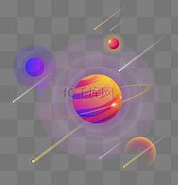 宇宙科技扁平图片_扁平宇宙紫色星球