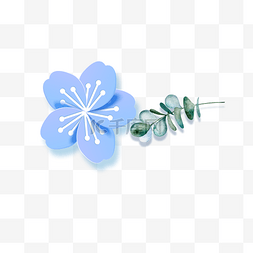 立体剪纸蓝色花朵