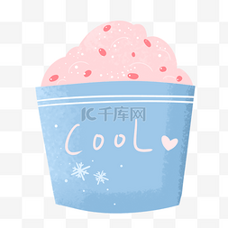 冰沙炒冰刨冰图片_蓝色粉红色可爱夏季清新红豆刨冰