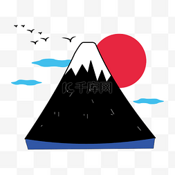 日本富士山太阳插画