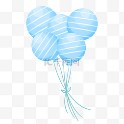 淡蓝色七夕情人节条纹气球