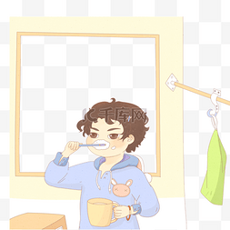 刷牙的小男孩图片_正在刷牙的小男孩
