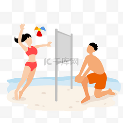 沙滩海边打排球