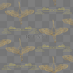 中国风仙鹤金色祥云装饰底纹