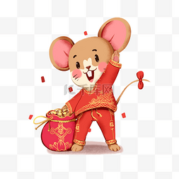 红色鼠年图片_2020年春节红色喜庆鼠年小老鼠