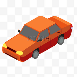 简约立体橘色小轿车