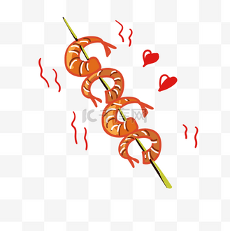 烤虾插画个人vip和企业vip免费下载免抠元素卡通手绘美味蒸虾插画个人
