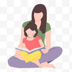 家庭育儿母女看书学习