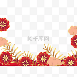 红金花朵新春边框