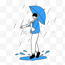 雨水节气打雨伞男孩