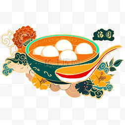 国潮美食插画图片_国潮美食汤圆插画