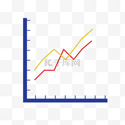 红黄色曲线图片_上升趋势统计图标