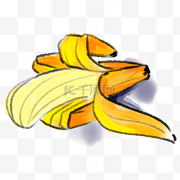 剥皮的黄色香蕉插画