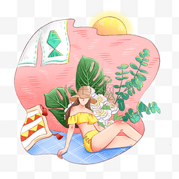 夏季泳衣绿植夏日清凉