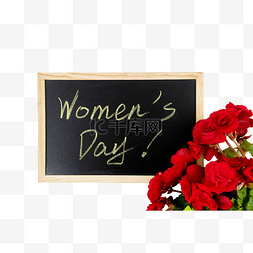 植物黑板图片_38妇女节节日装饰红色花朵