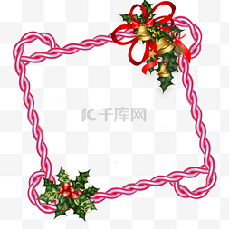 圣诞蝴蝶结铃铛图片_创意边框圣诞糖果铃铛元素