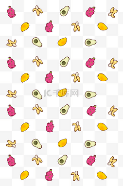 厨房底纹图片_色彩印花热带水果底纹插画装饰图
