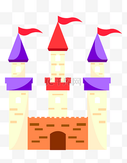 旗帜城堡装饰插画