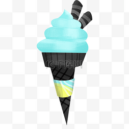 蓝色美食图片_蓝色海盐冰淇淋