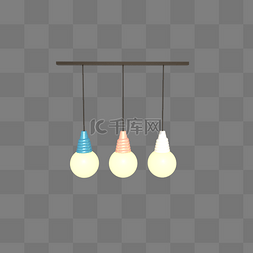 北欧风吊灯png图片_C4D立体几何吊灯灯泡