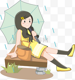 下雨伞图片_谷雨打着雨伞女孩