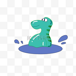洗澡的小恐龙插画