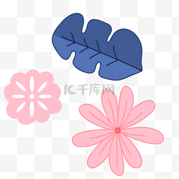 两个花朵植物卡通