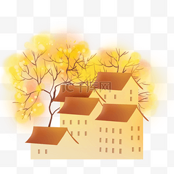 秋季旅行图片_秋季房屋和树木