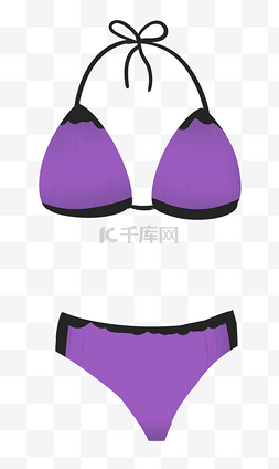 紫色黑边泳衣