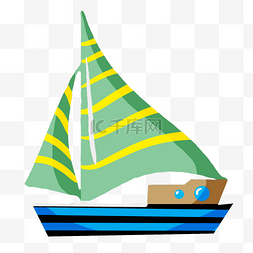 夏日绿风帆帆船