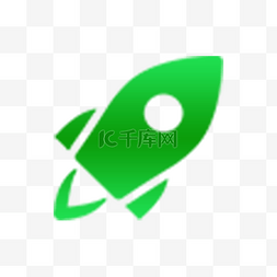 卡通绿色火箭符号图标