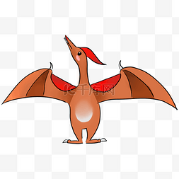 红色的翅膀psd图片_可爱的翼龙恐龙插画