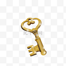 金色花纹写实钥匙