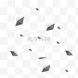 灰色菱形图片_3D石头漂浮物素材