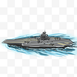 航母和海军图片_交通主题轮船卡通手绘漫画风